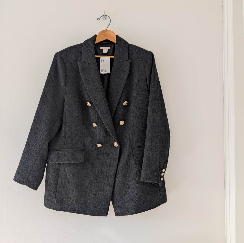 H&M Textured Weave Blazer Jacket
